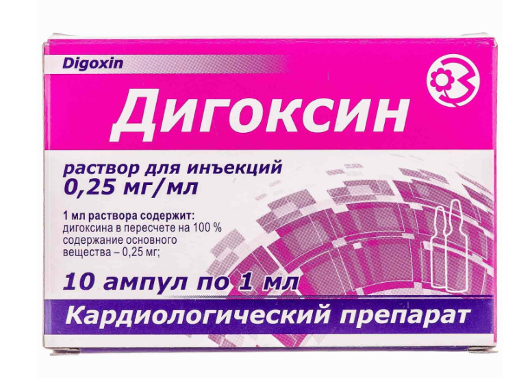 Дигоксин 0,025% 1,0 №10 амп