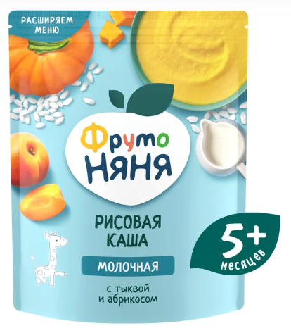 Каша "ФрутоНяня" с 5 мес. рисовая с тыквой и абрикосом 200г (1107)
