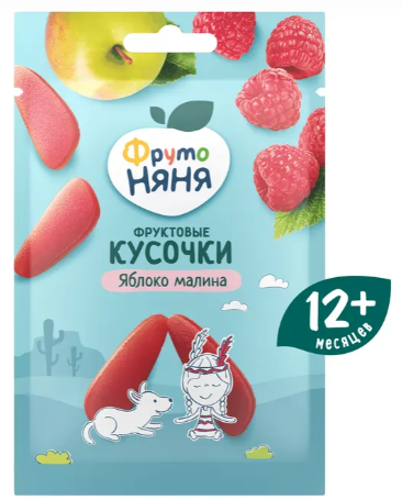 Фруктовые кусочки "ФрутоНяня" с 12 мес. Яблоко-Малина 15г (8585)