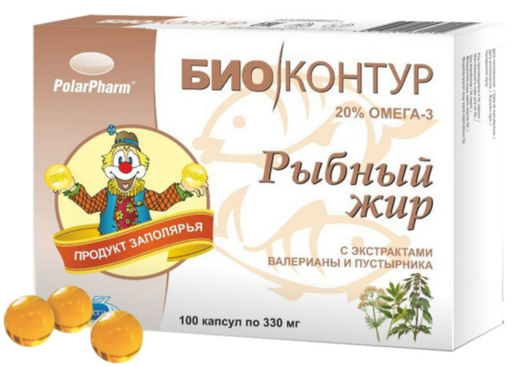 Рыбий жир 0,3 №100 (эк. валерианы и пустырника)