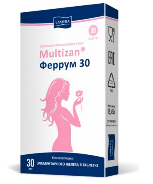 Мультизан Феррум 30 мг №30 табл