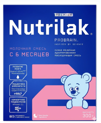 Смесь молочная "Nutrilak Premium" №2 с 6 до 12 мес. 300г (1370)