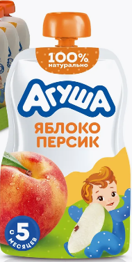 Пюре фруктовое "Агуша" с 5 мес. Яблоко-Персик 90г (7605/8908)