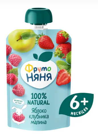 Пюре "ФрутоНяня" с 5 мес. Яблоко-Клубника-Малина 90г (7830)