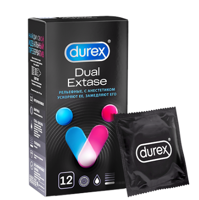 Презервативы Durex Dual Extase №12 (рельефные с анестетиком) ==
