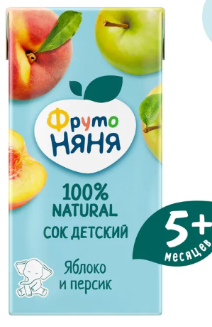 Сок "ФрутоНяня" Яблоко-Персик 200мл (0220)