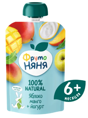 Пюре "ФрутоНяня" с 6 мес. Яблоко-Манго-Йогурт 90г (9087)