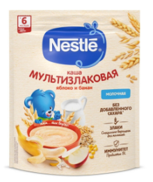 Каша "Nestle" с 5 мес. Мультизлак с яблоком, бананом и земляникой 200г (1120)