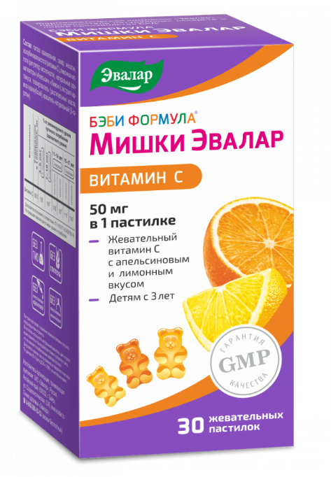 Беби Формула Мишки "Эвалар" Витамин С №30 паст жев