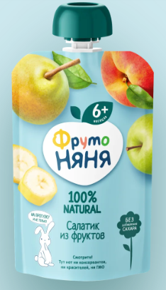 Пюре "ФрутоНяня" с 5 мес. Салатик из фруктов 90г (7700)