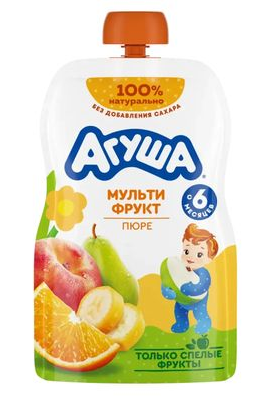 Пюре фруктовое "Агуша" с 5 мес. Мультифрукт 90г (8861)