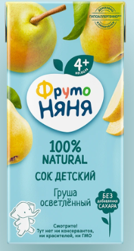 Сок "ФрутоНяня" Груша осветлённый 200мл (0190)