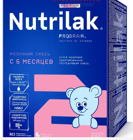Смесь молочная "Nutrilak Premium" №2 с 6 до 12 мес. 600г (0441)