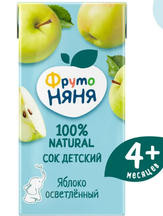 Сок "ФрутоНяня" Яблоко осветлённый с 4 мес. 200мл (0183)